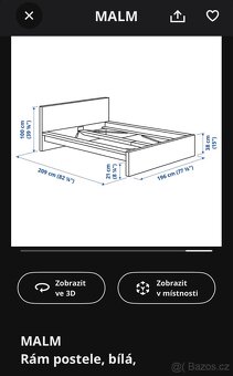 IKEA - MALM rám postele bílá - 2