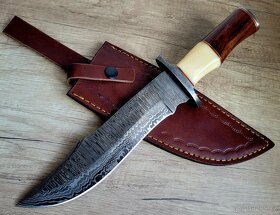 velký lovecký Damaškový nůž BIG BOWIE 33,5 cm, handmade - 2