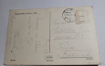Pohlednice Tisské Stěny Děčín 1952 - 2