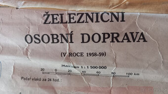Nástěnná mapa Železniční osobní doprava 1961 - 2