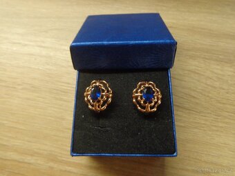Náušnice s modrým krystalem - 2