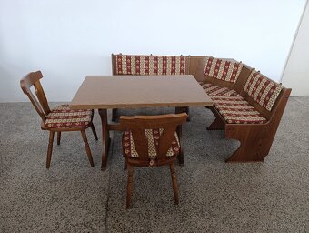 Selský jídelní set, lavice, rozkládací stůl, 2 židle - 2