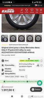 Alu kola mercedes W222 S class 5x112r19 zimní - 2