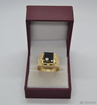 Zlatý prsten pánský 14 k s briliantem - 2