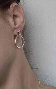 Nové dámské stříbrné náušnice oválné slzy slzicky 3 cm nové - 2