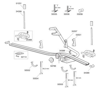 Střešní nosiče kol THULE 7104 WingBar a ProRide 591 - 2
