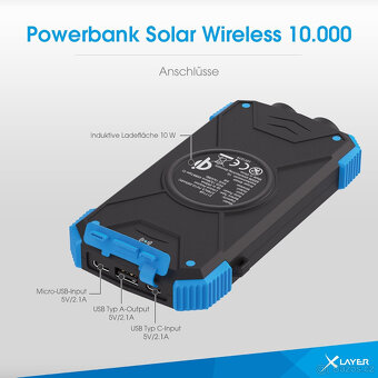 XLayer Bezdrátová solární powerbanka I 10 000 mAh - 2