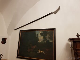 Historický lovecký obraz 150x90 cm 18 století zlatý rám olej - 2