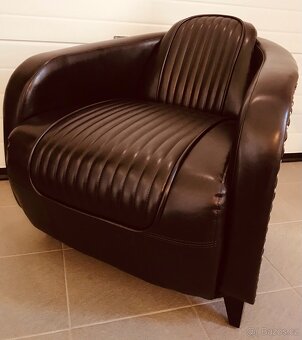 2 Aviator Tomcat Chairs Riveted Aluminum/Ribbed Leatherette - 2