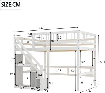 Patrová postel Merax 140 x 200 se schody a úložným prostorem - 2