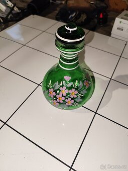 Skleněná karafa – ručně malovaná, zelená - 2