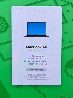 MacBook Air M3 2024 /16GB RAM/M3/512GB SSD/ Záruka - 2