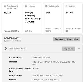 Herní PC | i7 8700, GTX 1070 Ti, 16GB, 500GB SSD - 2