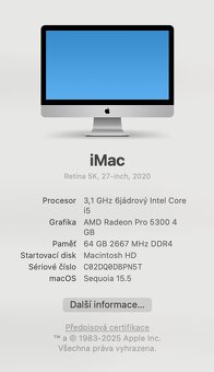 Apple iMac 2020, 27" 5K retina, 64G, 250GB SSD - 2