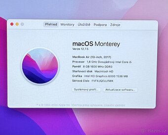 MacBook Air 13" 2017 /8GB RAM/Intel i5/256GB SSD/ Záruka - 2