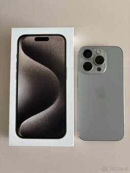 iPhone 15 Pro 256GB, Nature Titan, 100% baterie, v záruce - 2