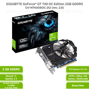 GIGABYTE GeForce® GT 740 OC Edition 2GB GDDR5 - 2
