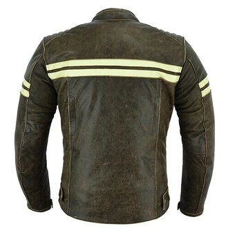 Moto Kožená Bunda Cafe Racer Brown Stripess - 2