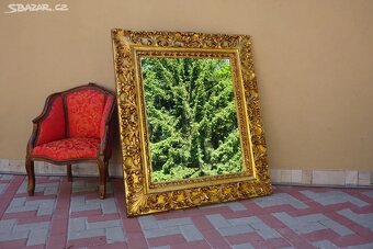 Luxusní dřevěné masivní zlacené zámecké zrcadlo - 2