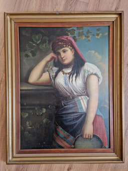 Obraz portrét Černohorka olej František Čermák 1822-1884 - 2