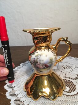Porcelánový svícen.... zlacený značený Český porcelán - 2