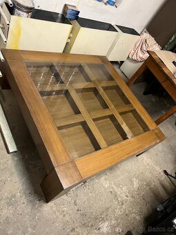 Konferenční stolek - dub masiv, skleněná deska - 2