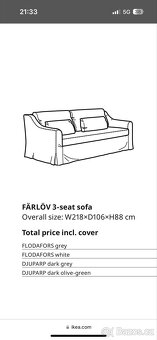 Sedačka rozkládací s lůžkem 140 x 200 cm, Ikea Farlov - 2