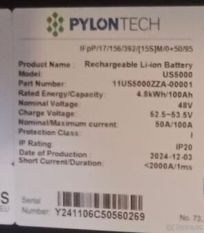 Baterie pro fotovoltaiku PYLONTECH US5000, 4,8kWh/100 Ah - 2