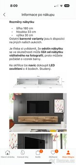 Zavesny stolek pod TV, lowboard, dub wotan -180cm -NOVA - 2