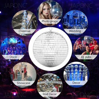 Zrcadlová disko koule 200 mm se závěsným kroužkem - 2