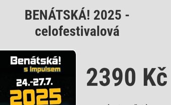 BENÁTSKÁ s Impulsem LIBEREC 2025 - Nabízíme 1-5 lístků. - 2