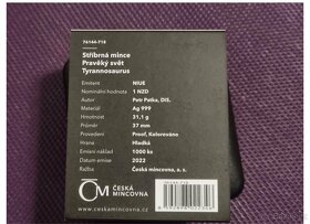 Stříbrná mince Pravěký svět – Tyrannosaurus proof - 2