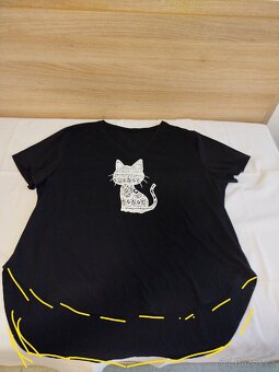 Černé dlouhé tričko s kočkou - 2