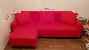Moderní červený gauč s úložným prostorem - 2