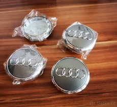 středové krytky Audi 61mm cerne stribrne poklicky - 2