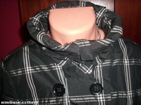 TRENDY ZNAČKOVÝ KABÁTEK-ČERNO ŠEDO BÍLÉ KÁRO - 2