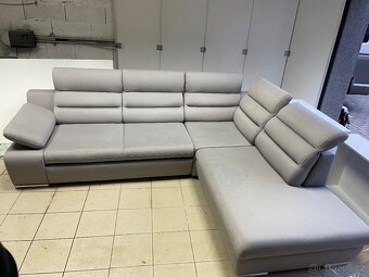 ROHOVÁ SEDAČKA, textil, světle šedá - 2