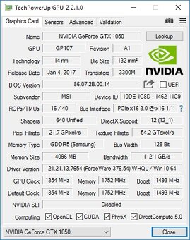 Grafická karta Invidia GTX 1050 - 2