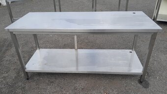 Nerezový stůl 175x70x90 cm se sp. polici - 2