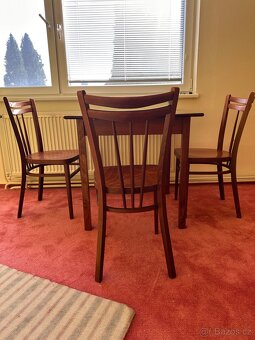 TON/Thonet jídelní set – stůl 80×80 + ohýbané židle, masiv - 2