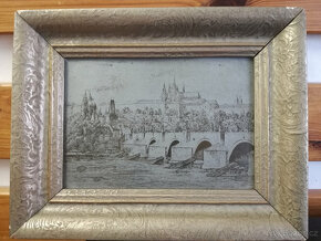 Obrazy - rytiny, Kde domov můj a Karlův most - 2