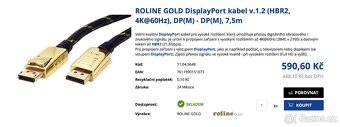 DVI (3m) a DisplayPort (7,5m) - Velmi kvalitní video kabely - 2