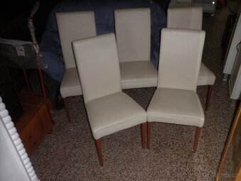 Jídelní židle s bílým potahem - 5 kusů - 2