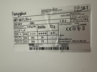 Kombinovaná lednice Whirlpool ART 6611, 195L+80L - 2