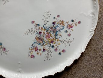 Starožitný talíř - tác s květinovým vzorem - 2