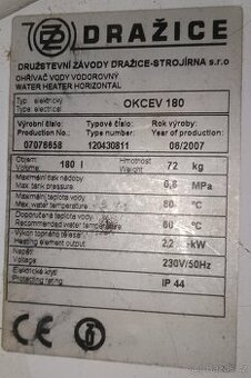 Horizontální bojler Dražice OKCEV 180 - 2