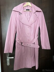 Lynne - dámský kožený pastelově růžový kabát – M - 2