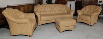 Kožená sedací souprava 3+1+1+ taburet. - 2