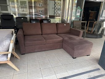 Rozkládací rohová sedačka s úl. prostorem hnědá - 2