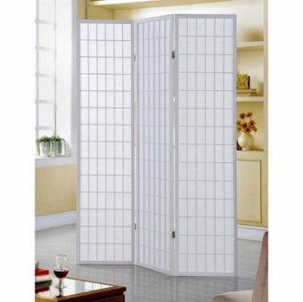 Dřevěný paravan 3 dílný s bílou úpravou - 2